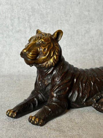 Statue, Tijger - 11 cm - Bronze, Antiek en Kunst