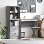 vidaXL Bureau met lade met plank met opslag 2 pcs Grijs, Verzenden, Nieuw