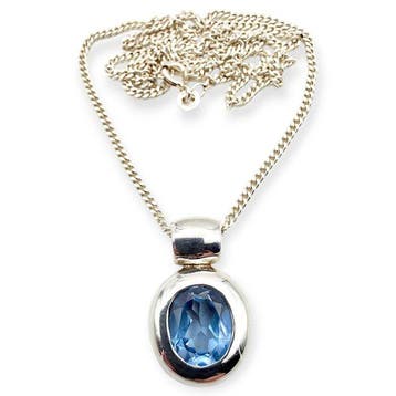 Zonder minimumprijs - Halsketting Zilver - Topaz, Nieuw