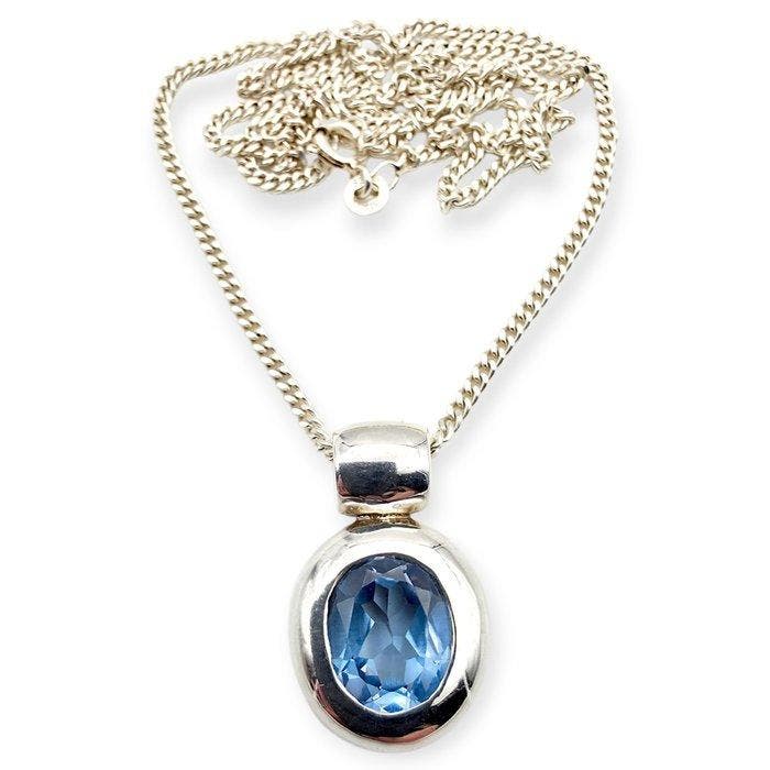Zonder minimumprijs - Halsketting Zilver - Topaz, Handtassen en Accessoires, Kettingen