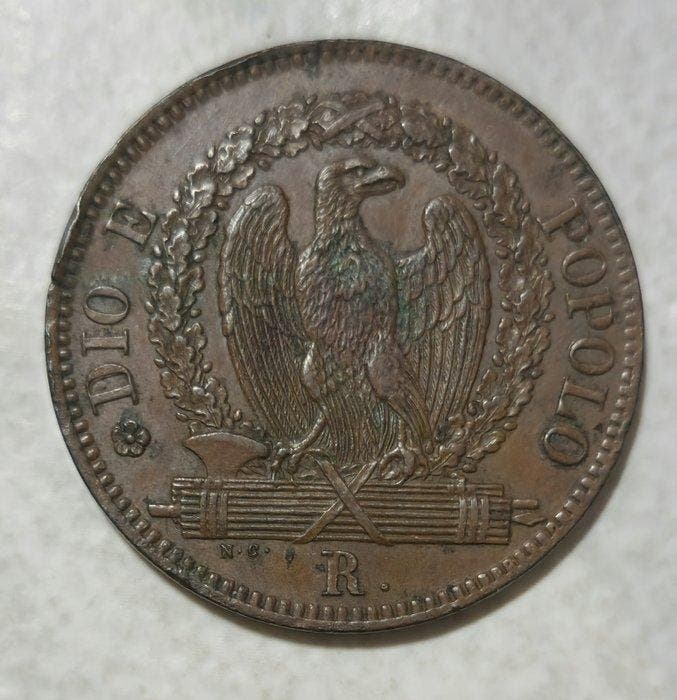 Italië, Tweede Romeinse Republiek Baiocco 1848 (Zonder, Postzegels en Munten, Munten | Europa | Niet-Euromunten