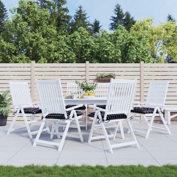 vidaXL Stoelkussens 6 st 50x50x7 cm stof ruitpatroon zwart, Verzenden, Nieuw