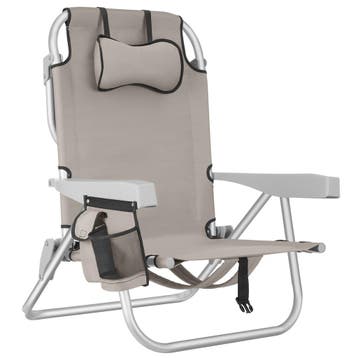 tectake Aluminium strandstoel Coral, opvouwbaar met rugzakfu, Verzenden, Nieuw