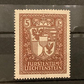 Liechtenstein 1934 - Écu 5 Fr issu du bloc de Vaduz approuvé, Gestempeld