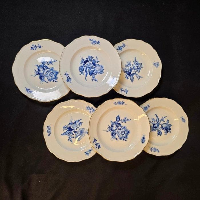 Meissen - Service à dessert (6) - Porcelaine - Peint à la, Antiquités & Art, Antiquités | Verre & Cristal