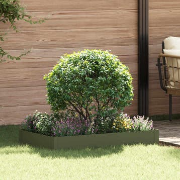 vidaXL Gazonrand 100 x 60 x 20 cm Staal Olijfgroen, Verzenden, Nieuw
