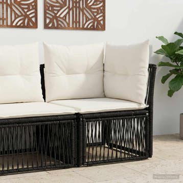 vidaXL Hoeksofa eenheid Zwart poly rattan, Verzenden, Nieuw