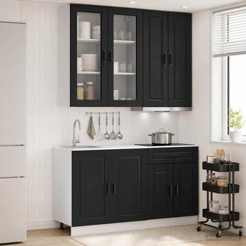 vidaXL Keukenblok PORTO 4 st Zwart Bewerkt hout, Verzenden, Nieuw