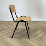 kantinestoel / stapelstoel zithoogte 46 cm, beuken - zwart, Gebruikt, Zwart, Hout, Eén