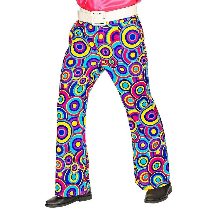 Disco 70S Broek Blauw Paars Heren, Kleding | Heren, Carnavalskleding en Feestkleding, Nieuw, Verzenden