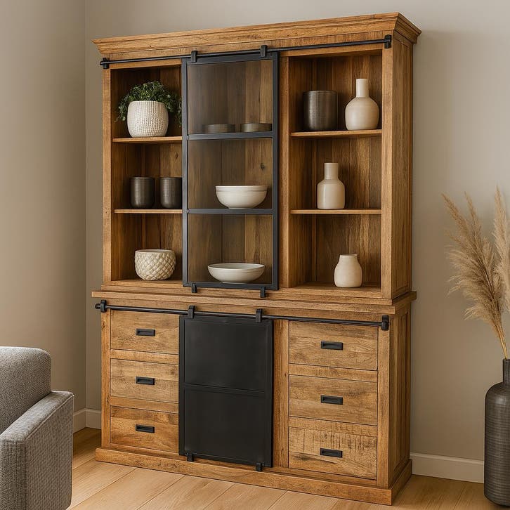 Buffetkast Mangohout Milan 140 Recht, Maison & Meubles, Armoires | Buffets, Envoi