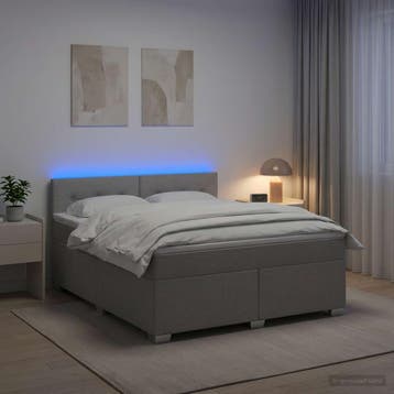 vidaXL Boxspringbed met matras en LED Lichtgrijs 140 x 200, Verzenden