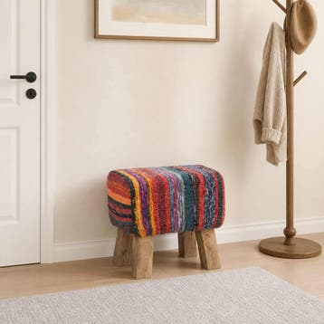 vidaXL Bank 40 x 30 x 45 cm Echt Leer Meerkleurig, Verzenden