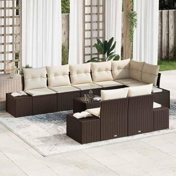 vidaXL Tuinbank Set met opslag Bruin en Crème Poly rattan, Verzenden, Nieuw