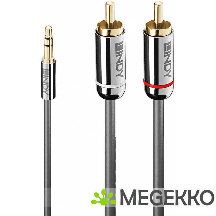 Lindy 35337 audio kabel 10 m 3.5mm 2 x RCA Antraciet, Computers en Software, Overige Computers en Software, Nieuw, Verzenden