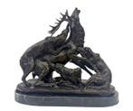 Figurine - The deer hunt - Bronze, Marbre