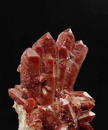 Quartz ématoïdes courbés en éventail, Maroc Cristaux sur