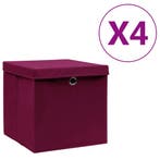 vidaXL Opbergboxen met deksel 4 st 28x28x28 cm donkerrood, Verzenden