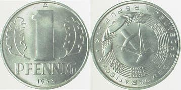 Duitsland Fehlpraegung 1 Pfennig Ddr 1973 A Stempeldrehun..., Verzenden, België