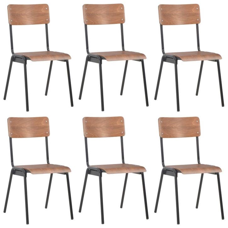 vidaXL Eetkamerstoelen 6 st multiplex bruin, Maison & Meubles, Chaises, Envoi