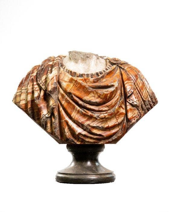 sculptuur, Busto acefalo di imperatore in marmo rosso, Antiek en Kunst, Antiek | Keramiek en Aardewerk