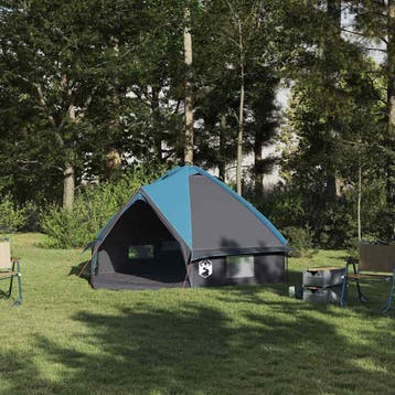 vidaXL Teepee Tent voor 4 Personen 4-persoons Blauw en Grijs, Verzenden, Nieuw