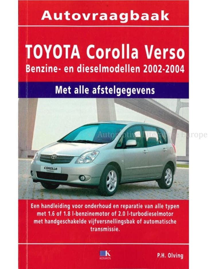 2002 - 2004 TOYOTA COROLLA VERSO BENZINE DIESEL VRAAGBAAK, Autos : Divers, Modes d'emploi & Notices d'utilisation
