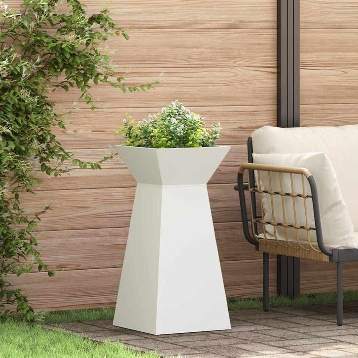 vidaXL Pilarenbak 2 pcs Wit 35 x 35 x 73 cm, Tuin en Terras, Bloempotten, Nieuw, Verzenden