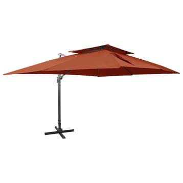 vidaXL Zwevende parasol met dubbele bovenkant terracotta, Verzenden, Nieuw