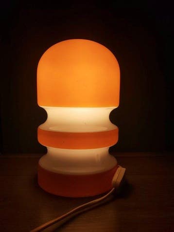 Lamp - opaline glas oranje wit - Paddenstoel lamp Space Ag