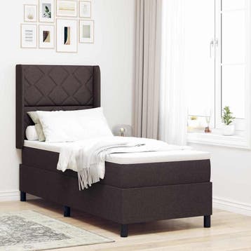 vidaXL LED Box Spring Bed met hoofdeinde Donkerbruin 90 x, Verzenden