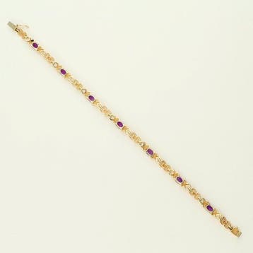 Armband - 14 karaat Geel goud - 2.17ct. tw. Amethist, Nieuw
