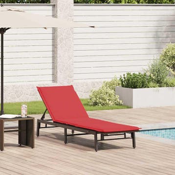 vidaXL Ligstoel met kussen bruin polyrotan, Tuin en Terras, Verzenden, Nieuw