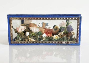 Relikwie - Glas, Hout - 1850-1900 - Scarabattola met Jezus