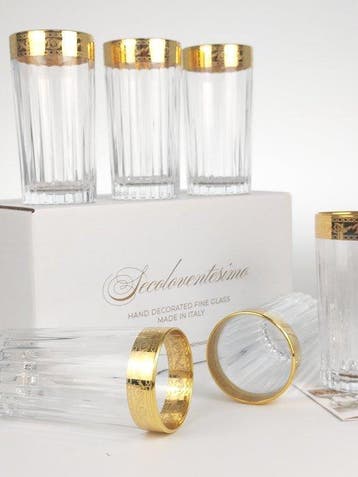 SECOLOVENTESIMO - Drinkservies (6) - Geen loodkristal Gold