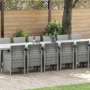 vidaXL Tuin eettafelset met kussens 17 st Lichtgrijs PP, Verzenden, Nieuw