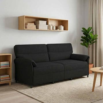 vidaXL 3-Zits Sofa Zwart 198 x 83 x 95 cm Stof, Huis en Inrichting, Zetels | Zetels, Verzenden, Nieuw
