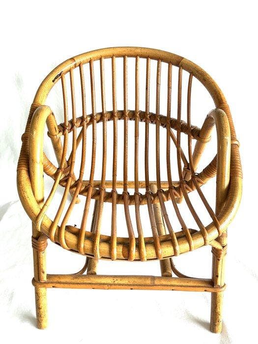 Zeteltje - Kinderstoel - Rattan - Vintage Rotan design ,, Antiek en Kunst, Curiosa en Brocante