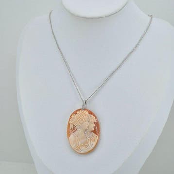 Zilver, Zonder voorbehoud - Cameo - Handgesneden camee