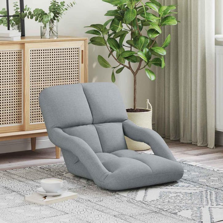vidaXL Verstelbare Vloerstoel met Armleuning 5 Posities Stof, Maison & Meubles, Chaises, Envoi