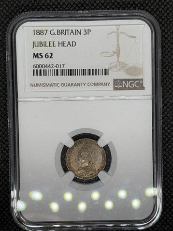 Verenigd Koninkrijk. Victoria. 3 Pence 1887 NGC MS62 (Zonder