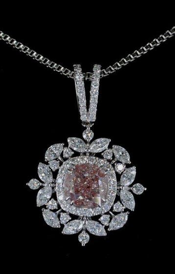 Hanger - 14 karaat Witgoud - 2.41ct. tw. Bruin Diamant