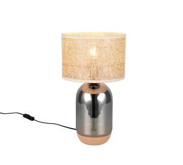 Trio TARA tafellamp | E27 Fitting | verchroomd met natuurlij, Maison & Meubles, Verzenden