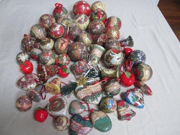 Kerstballen (52) - Vintage papier-maché kerstballen en, Nieuw