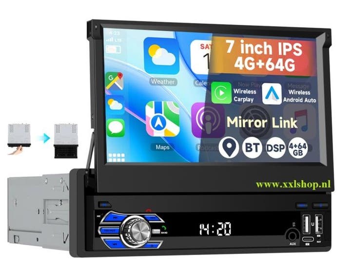 Klapscherm Carplay 1 DIN autoradio NAVIGATIE  Wifi Android 1, Auto diversen, Autonavigatie, Nieuw, Verzenden