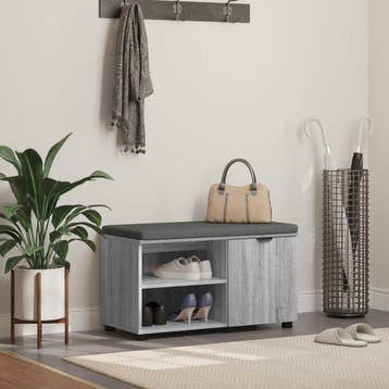 vidaXL Hallenbank met kussen met plank Grijze Sonoma 80 x 38, Verzenden