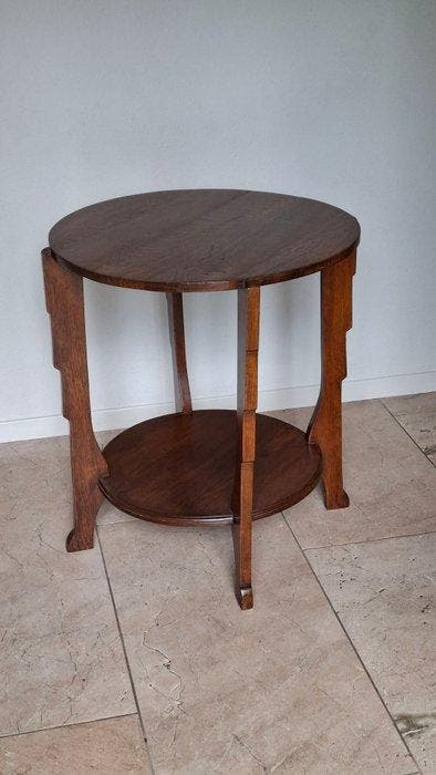 Amsterdsmse school - Table dappoint - bois de chêne, Antiquités & Art, Art | Objets design