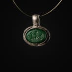 Oud-Romeins Zilver Pendant, Eros die op een zeepaard rijdt –, Antiek en Kunst