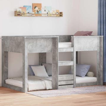 vidaXL Stapeld bed voor kids Beton Grijs 90 x 200 cm Bewerkt, Verzenden, Nieuw