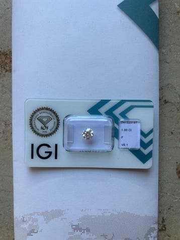 1 pcs Diamant (Natuurlijk) - 1.00 ct - Rond - F - VS1 -, Nieuw